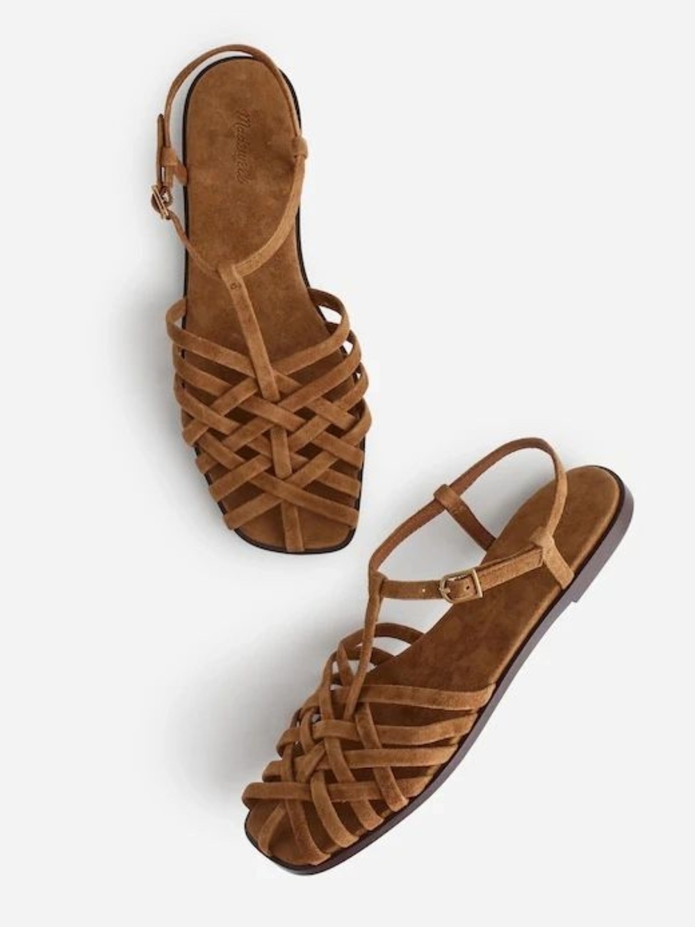 New! Madewell The Milano Woven Leather Suede Fisherman Sandal in Cumin 7